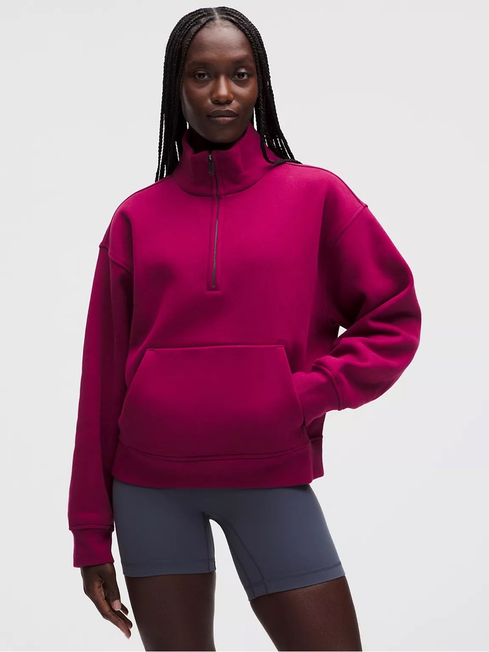 lululemon athletica Women's Half-Zip Mock Neck - Rasberry Rave